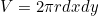 \begin{equation*}V=2\pi r dx dy\end{equation}