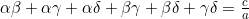 \alpha\beta+\alpha\gamma+\alpha\delta+\beta\gamma+\beta\delta+\gamma\delta=\frac{c}{a}