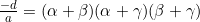 \frac{-d}{a}=(\alpha+\beta)(\alpha+\gamma)(\beta+\gamma)