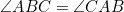 \angle{ABC}=\angle{CAB}