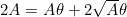 2A=A\theta+2\sqrt{A}\theta