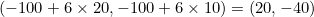 (-100+6\times 20, -100+6\times 10)=(20, -40)