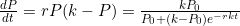 \frac{dP}{dt}=rP(k-P)\leftrightarrowP=\frac{kP_0}{P_0+(k-P_0)e^{-rkt}}