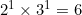 2^1\times 3^1=6