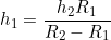 \begin{equation*}h_1=\frac{h_2R_1}{R_2-R_1}\end{equation}