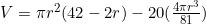 V=\pi r^2(42-2r)-20(\frac{4\pi r^3}{81})