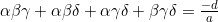 \alpha\beta\gamma+\alpha\beta\delta+\alpha\gamma\delta+\beta\gamma\delta=\frac{-d}{a}