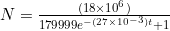 N=\frac{(18\times10^{6})}{179999e^{-(27\times10^{-3})t}+1}